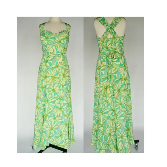 tracy reese green silk dress Anthropology Plenty by Tracy Reese yellow green silk maxi dress key hole halter